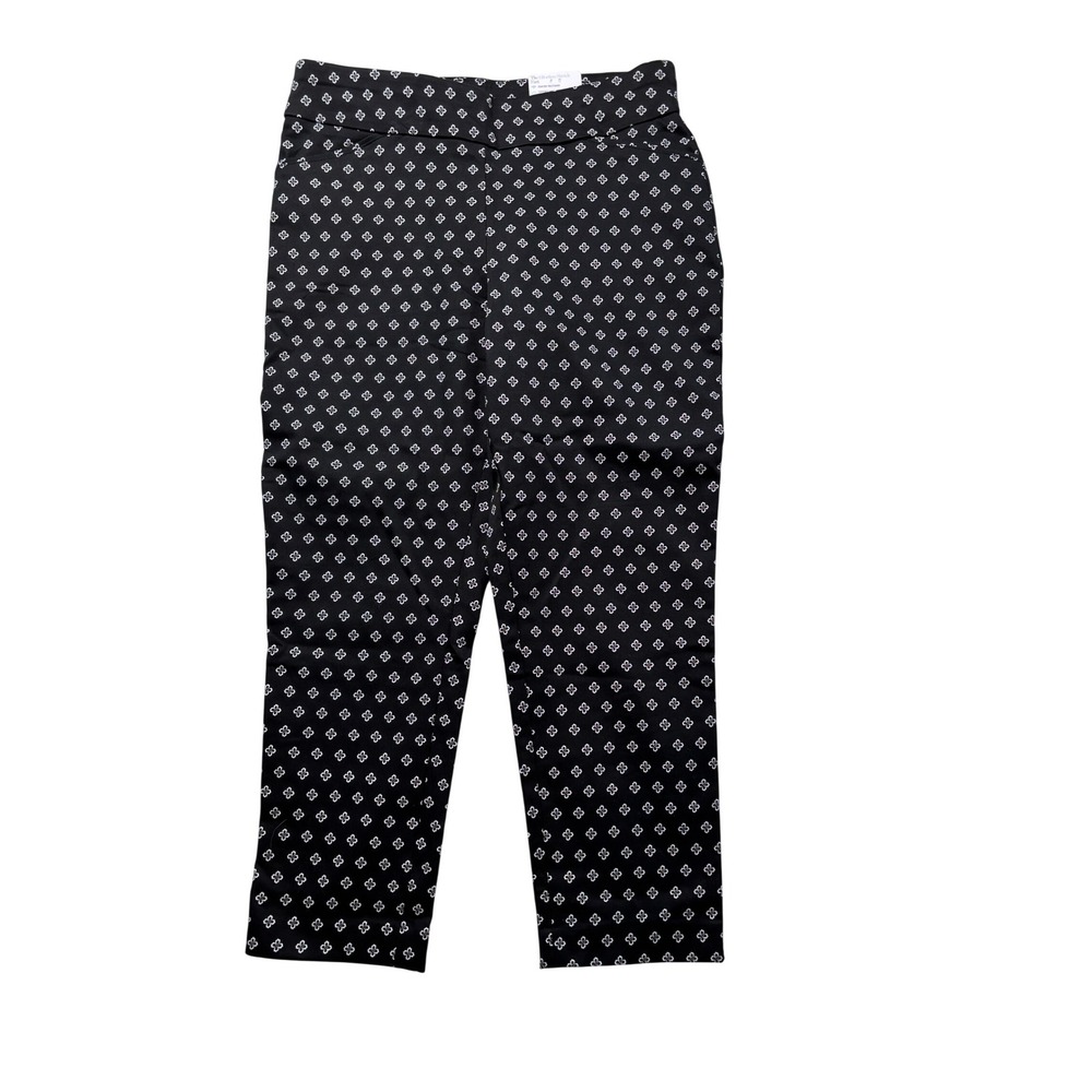 Croft & Barrow Effortless‎ Stretch Pants Black Floral Lattice 12P Short NWT #611